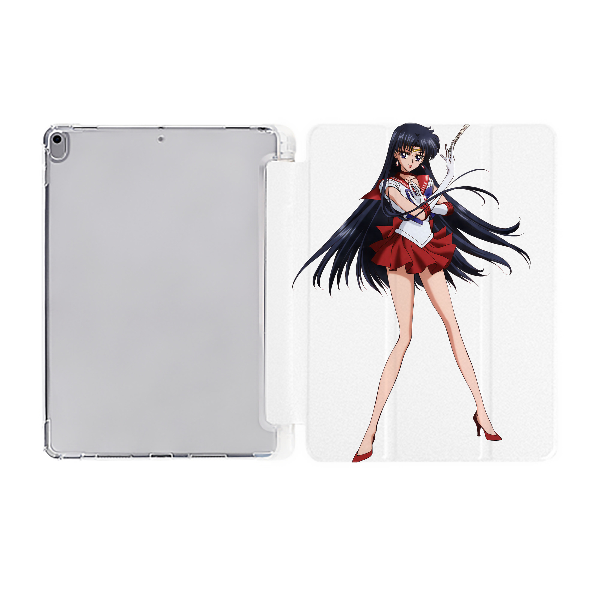 （画像用） 美少女戦士セーラームーン 火野レイ ひの レイ Sailor Moon Hino Rei （セーラーマーズ,Sailor Mars） IPad ケース ペン収納付き 三つ折りスタンド PUレザー×シリコン 対応機種9.5/10.5/10.9インチ